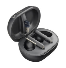 POLY Écouteurs noir charbon Voyager Free 60+ UC M + adaptateur USB-A BT700 + étui de charge avec écran tactile (7Y8G9AA)