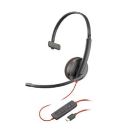 POLY Micro-casque monaural USB-C noir Blackwire 3210 + adaptateur USB-C/A (lot) (8X2J8A6)