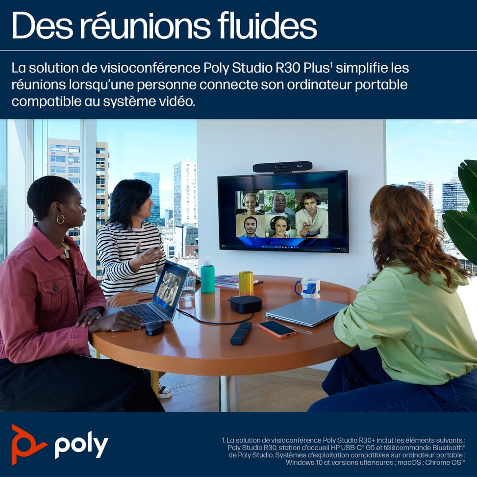 شريط مؤتمرات فيديو USB POLY Studio R30 (842D2AA) — صورة 11