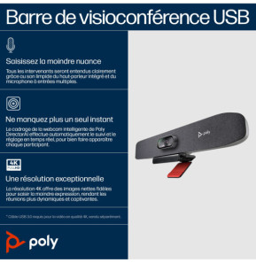 POLY Barre de visioconférence USB Studio R30 Barre de visioconférence USB Poly Studio R30  (842D2AA)