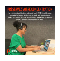 POLY Micro-casque Blackwire 8225 stéréo USB-C certifié Microsoft Teams + adaptateur USB-C/A (8X225AA)