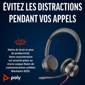 POLY Micro-casque Blackwire 8225 stéréo USB-C certifié Microsoft Teams + adaptateur USB-C/A (8X225AA) — image 5