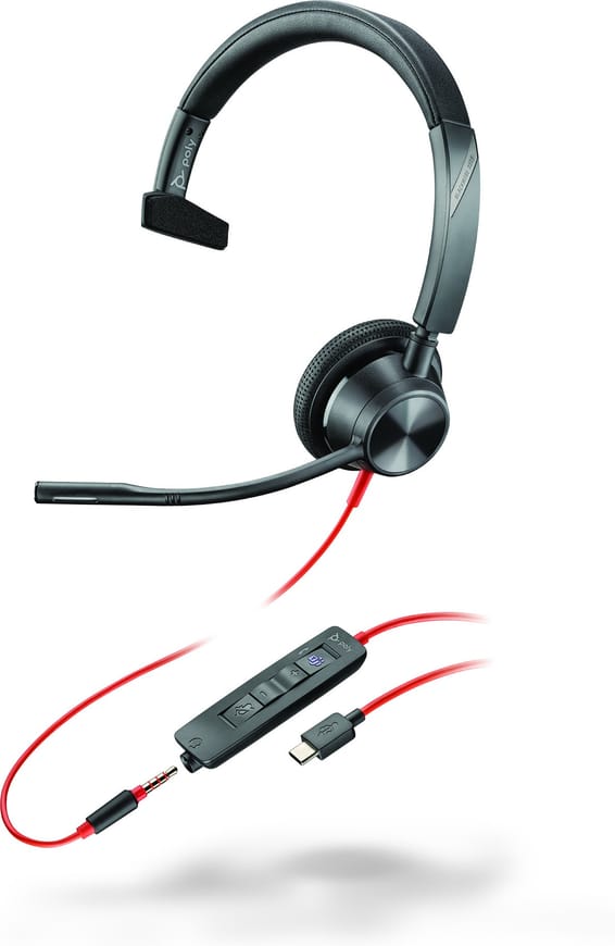 POLY Blackwire 3315-M Microsoft Teams Certified USB-C 3.5mm Mono Headset (76J15AA)
