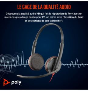 POLY Micro-casque stéréo USB-C Blackwire C3225 (lot) Micro-casque stéréo USB-C Poly Blackwire C3225 (lot)  (80S04A6)