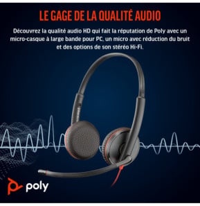POLY Micro-casque stéréo Blackwire C3225 USB-C Micro-casque stéréo Poly Blackwire C3225 USB-C  (80S04AA)