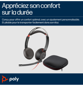 POLY Micro-casque stéréo USB-C Blackwire 5220 + prise 3,5 mm + adaptateur USB-C/A (lot) (8X231A6)