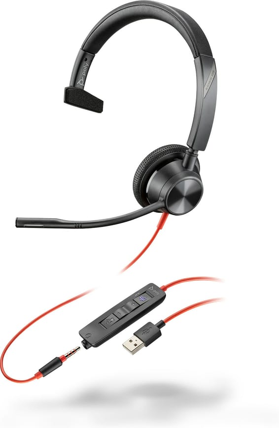 POLY Blackwire 3315-M Microsoft Teams Certified USB-A + 3.5mm Mono Headset (76J13AA)