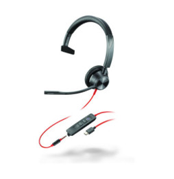 POLY Micro-casque Blackwire 3315 monaural USB-C certifié Microsoft Teams + connexion 3,5 mm + adaptateur USB-C/A (8X218AA)