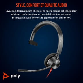 POLY Micro-casque Blackwire 3315 monaural USB-C certifié Microsoft Teams + connexion 3,5 mm + adaptateur USB-C/A (8X218AA) — image 6