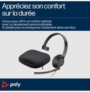 POLY Micro-casque monaural USB-C Blackwire 5210 + prise 3,5 mm + adaptateur USB-C/A (lot) (8X230A6)