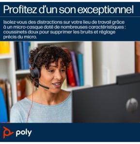POLY Micro-casque monaural USB-C Blackwire 5210 + prise 3,5 mm + adaptateur USB-C/A (lot) (8X230A6)