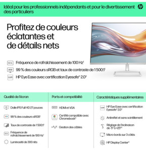 HP Series 5 27 inch FHD White Monitor - 527sw  Series 5 27 inch FHD White Monitor - 527sw  (94F46AA)