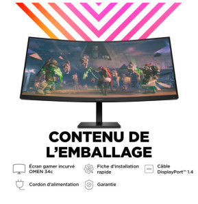 HP OMEN by HP Écran gamer incurvé WQHD 165 Hz OMEN 34 pouces - OMEN 34c (780K8E9)