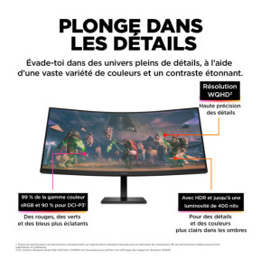 HP OMEN by HP Écran gamer incurvé WQHD 165 Hz OMEN 34 pouces - OMEN 34c (780K8E9)