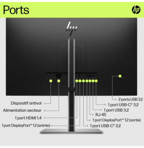 HP Écran USB-C QHD E27u G5 Écran USB-C QHD HP E27u G5  (6N4D3AA)