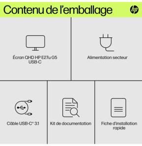 HP Écran USB-C QHD E27u G5 Écran USB-C QHD HP E27u G5  (6N4D3AA)