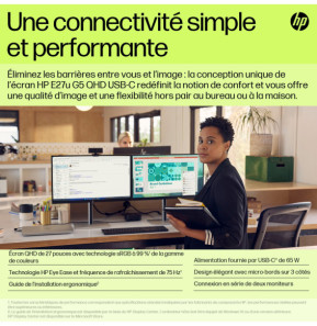 HP Écran USB-C QHD E27u G5 Écran USB-C QHD HP E27u G5  (6N4D3AA)