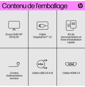 HP Écran QHD E27q G5 Écran QHD E27q G5 HP  (6N6F2AA)