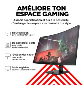 HP OMEN by HP Écran gamer incurvé QHD 165 Hz OMEN 31,5 pouces - OMEN 32c (780K6AA)