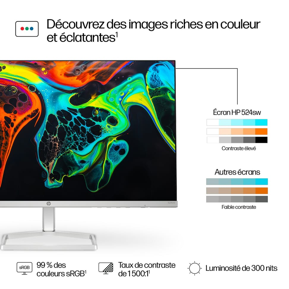HP Series 5 23.8 inch FHD White Monitor - 524sw  Series 5 23.8 inch FHD White Monitor - 524sw  (94C21AA) — image 10