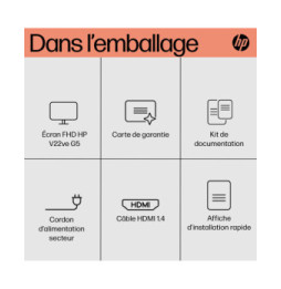 HP Écran FHD V22ve G5 Écran FHD HP V22ve G5  (6D8G2AA)