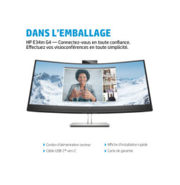 HP Écran de conférence E34m G4 WQHD Incurvé Port USB-C Écran de conférence HP E34m G4 WQHD Incurvé Port USB-C  (40Z26AA)