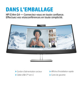 HP Écran de conférence E34m G4 WQHD Incurvé Port USB-C Écran de conférence HP E34m G4 WQHD Incurvé Port USB-C  (40Z26AA)