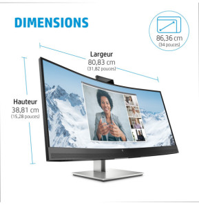 HP Écran de conférence E34m G4 WQHD Incurvé Port USB-C Écran de conférence HP E34m G4 WQHD Incurvé Port USB-C  (40Z26AA)
