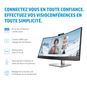 HP Écran de conférence E34m G4 WQHD Incurvé Port USB-C Écran de conférence HP E34m G4 WQHD Incurvé Port USB-C  (40Z26AA)