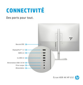 HP Écran HDR U32 4K Écran HDR HP U32 4K (368Y5AA)
