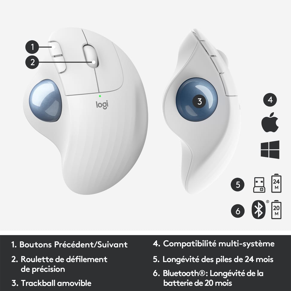 Logitech ERGO M575 Trackball 5 buttons, Bluetooth, Trackball, 400 - 2000 Dpi, 100 x 134 x 48 mm, 145 g  (910-005870) — image 11