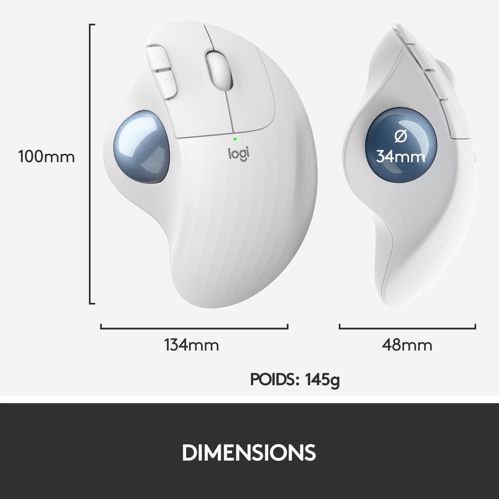 Logitech ERGO M575 Trackball 5 buttons, Bluetooth, Trackball, 400 - 2000 Dpi, 100 x 134 x 48 mm, 145 g  (910-005870) — image 14