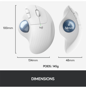Logitech ERGO M575 Trackball 5 buttons, Bluetooth, Trackball, 400 - 2000 Dpi, 100 x 134 x 48 mm, 145 g  (910-005870)