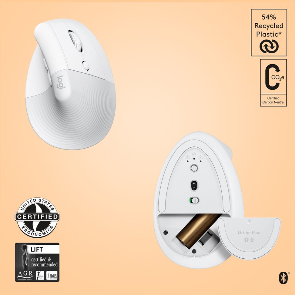 Logitech Lift for Mac souris Droitier RF sans fil + Bluetooth Optique 4000 DPI (910-006477) — image 6
