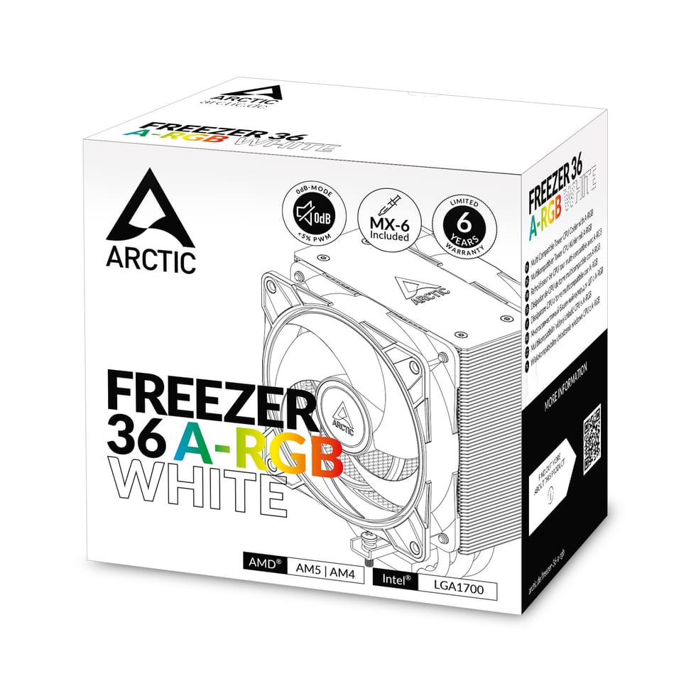 ARCTIC ACFRE00125A système de refroidissement d’ordinateur Processeur Refroidisseur d'air 12 cm Blanc 1 pièce(s) — image 9