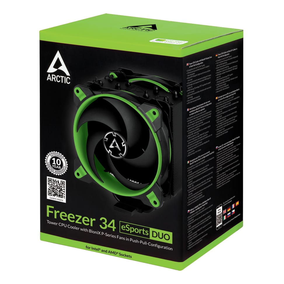 ARCTIC Freezer 34 eSports DUO Processeur Refroidisseur d'air 12 cm Noir, Vert (ACFRE00063A) — image 9