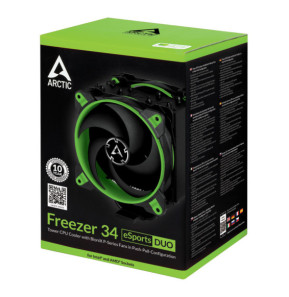 ARCTIC Freezer 34 eSports DUO Processeur Refroidisseur d'air 12 cm Noir, Vert (ACFRE00063A)