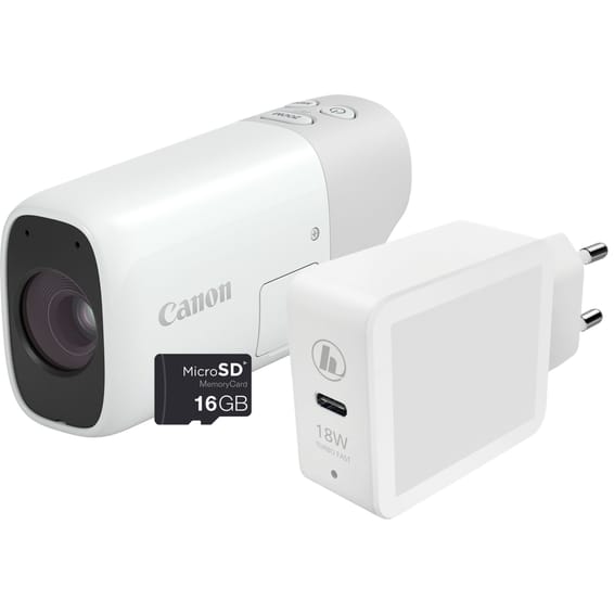 Canon PowerShot ZOOM, appareil photo compact monoculaire à téléobjectif, kit essentiel, blanc (4838C014)