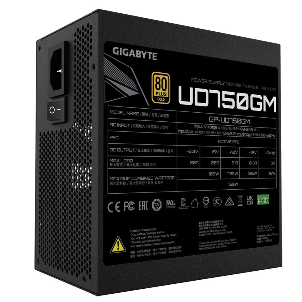 Gigabyte GP-UD750GM unité d'alimentation d'énergie 750 W 20+4 pin ATX ATX Noir (GP-UD750GM) — image 5
