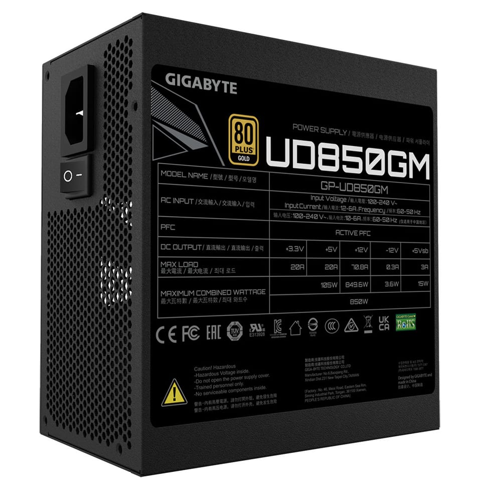 Gigabyte UD850GM unité d'alimentation d'énergie 850 W 20+4 pin ATX ATX Noir (GP-UD850GM) — image 5