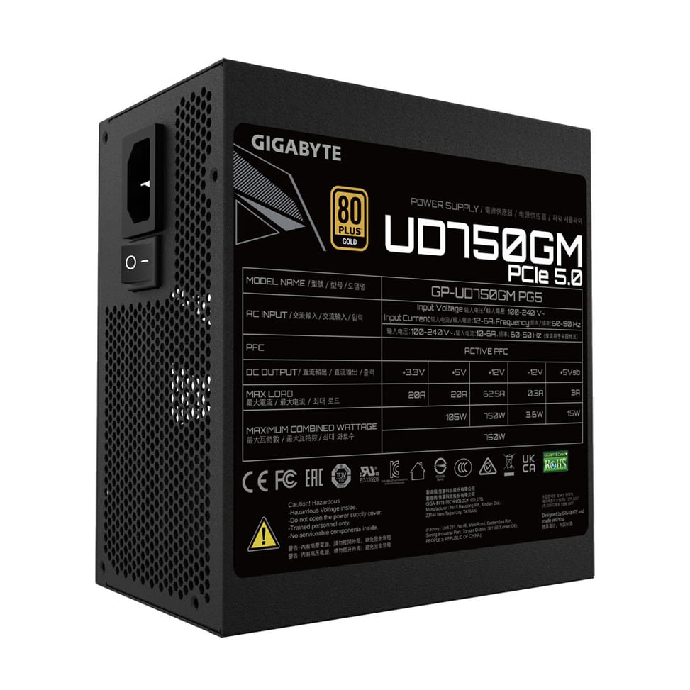 Gigabyte UD750GM PG5 unité d'alimentation d'énergie 750 W 20+4 pin ATX ATX Noir (GP-UD750GM PG5) — image 2