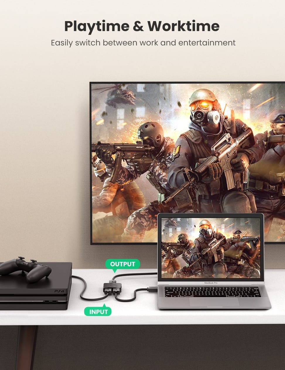 Commutateur HDMI Ugreen 1 entrée 2 sorties (50966) — image 3