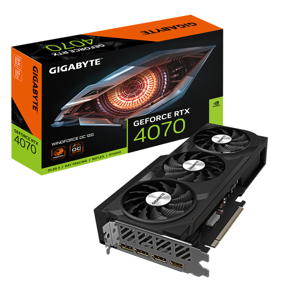 Gigabyte GV-N4070WF3OC-12GD carte graphique NVIDIA GeForce RTX 4070 12 Go GDDR6X (GV-N4070WF3OC-12GD)