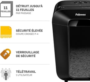 Destructeur Fellowes Powershred® LX70 — Sécurité P-4 · 18 L · 11 feuilles/passage — image 3