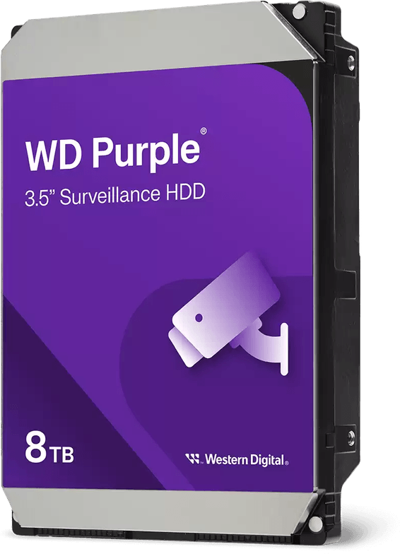 Disque dur interne 3.5" Western Digital Purple 8 To pour la vidéosurveillance (WD85PURZ)