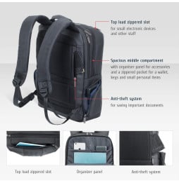Sac à dos Rivacase Narita 8165 Noir pour ordinateurs portables 15.6" (8165 Black)