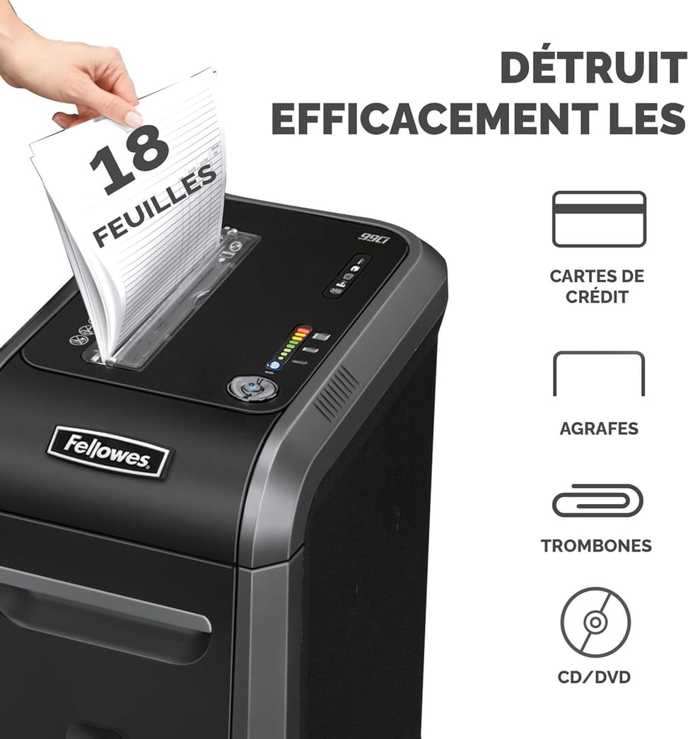 Destructeur Fellowes Powershred® 99Ci — Sécurité P-4 · 34 L · 18 feuilles/passage — image 4