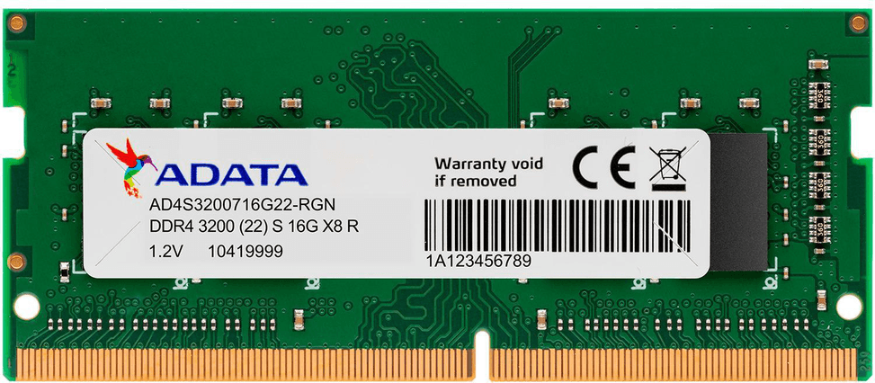 ذاكرة RAM ADATA SO-DIMM 16GB DDR4 3200 MHz - للحاسوب المحمول (AD4S320016G22-SGN) — صورة 1