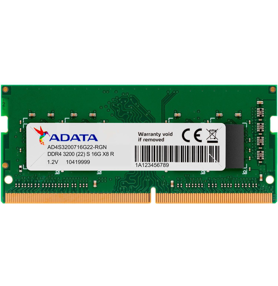 Barrette mémoire ADATA SO-DIMM 16GB DDR4 3200 Mhz (AD4S320016G22-SGN) Barrette mémoire ADATA SO-DIMM 16GB DDR4 3200 Mhz (AD4S320016G22-SGN)