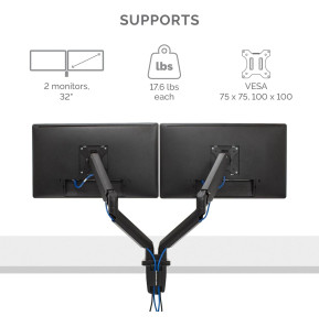 Bras porte-écrans double Horizontal Fellowes Platinum Series - Noir (8042501)